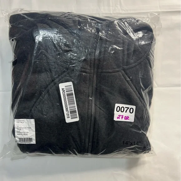 Lululemon NWT Scuba Hoodie *Plush sz 12 Heathered Black/Black - Picture 6 of 8